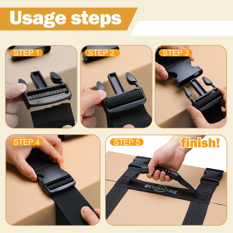ECOSHIRE Carrying Strap with Handle  Handheld Belt for Safely Moving and Lifting Heavy Boxes  Adjustable Belt  H-Shaped Style Carry Straps  Suitable for Cylinder  Camping Mat(78.7 inch) - Image 4